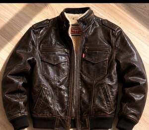 Levi's Men's Sherpa Lined Faux Leather Military Bomber Jacket